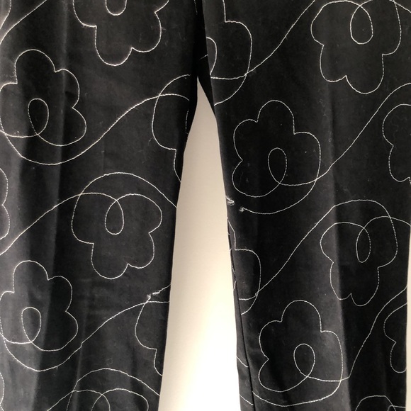 Erik Spencer Black Floral Pants with White Stitching - Picture 3 of 7